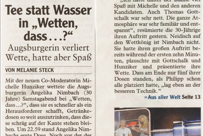 „Wetten, dass…?“ Eistee statt Wasser !!!